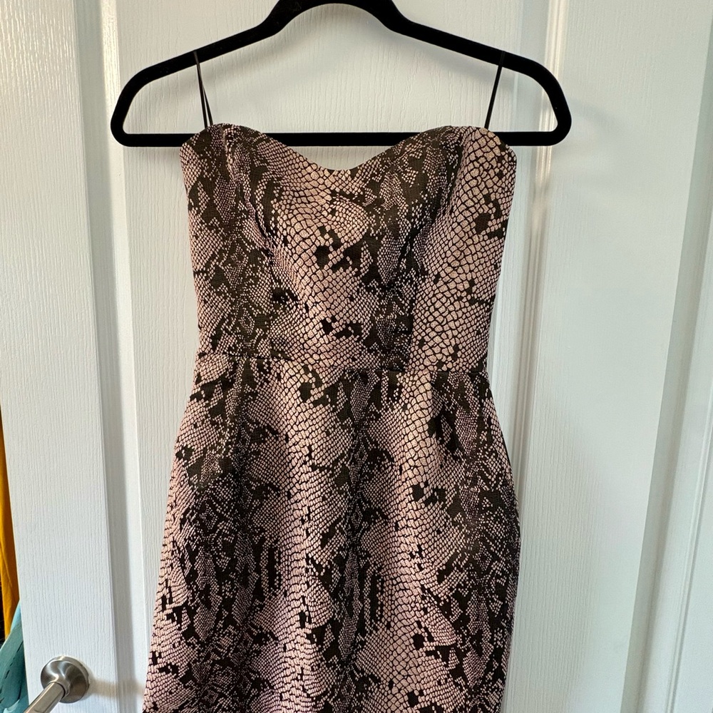 Snake Print Strapless Dress